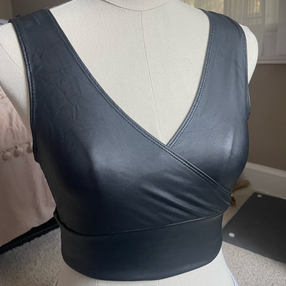 Leather black top